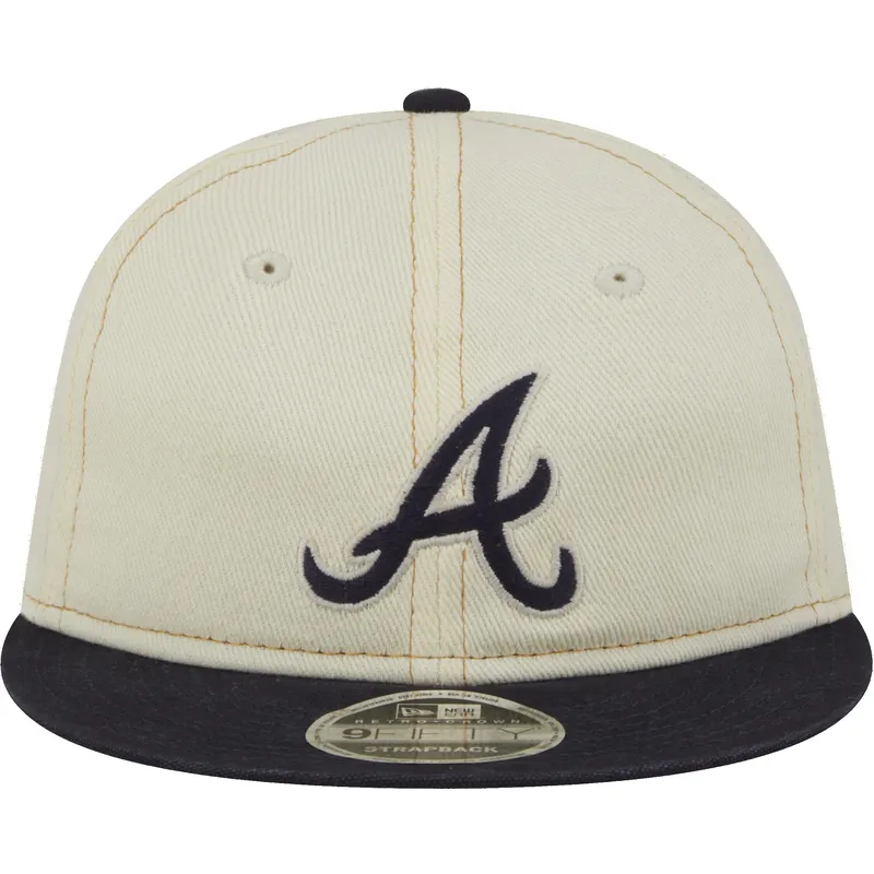 beige-und-marineblaue-flache-9fifty-retro-crown-denim-kappe-der-atlanta-braves-mlb-von-new-era beige-und-marineblaue-flache-9fifty-retro-crown-denim-kappe-der-atlanta-braves-mlb-von-new-era