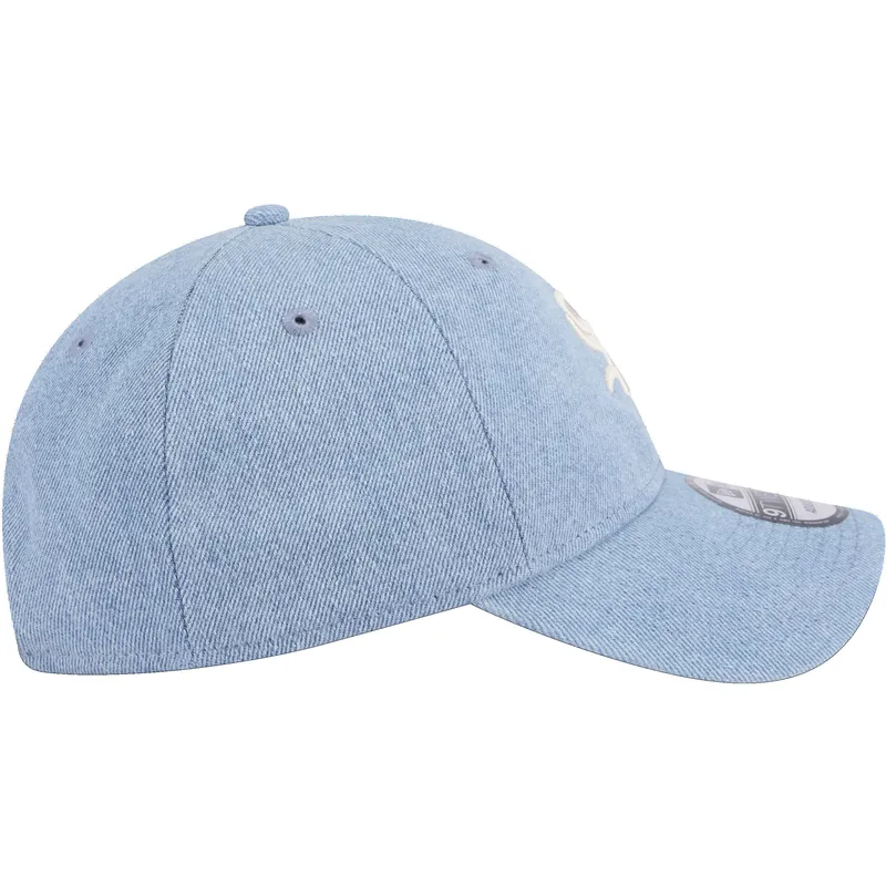 blaue-gebogene-verstellbare-kappe-9twenty-washed-denim-der-chicago-white-sox-mlb-von-new-era