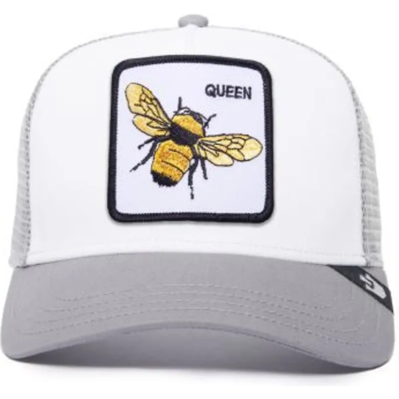 trucker-cap-weiss-und-grau-biene-the-queen-bee-the-farm-von-goorin-bros