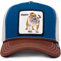 casquette-courbee-bleue-blanche-et-marron-snapback-chien-bulldog-tough-bully-100-the-farm-all-over-canvas-goorin-bros
