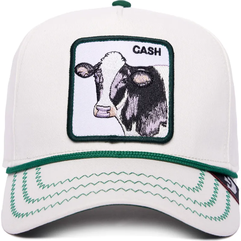 weisse-gebogene-snapback-kappe-kuh-cash-cow-100-the-farm-all-over-canvas-von-goorin-bros weisse-gebogene-snapback-kappe-kuh-cash-cow-100-the-farm-all-over-canvas-von-goorin-bros