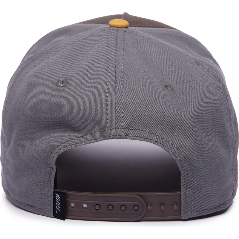 braune-graue-und-orangefarbene-curved-cap-snapback-wolf-lone-wolf-100-the-farm-all-over-canvas-von-goorin-bros