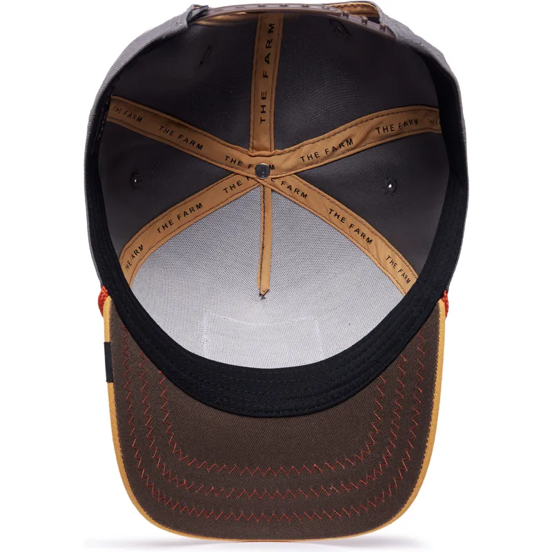 braune-graue-und-orangefarbene-curved-cap-snapback-wolf-lone-wolf-100-the-farm-all-over-canvas-von-goorin-bros