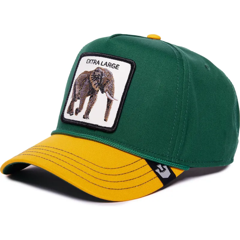 grune-und-gelbe-gebogene-snapback-kappe-elefant-extra-large-100-the-farm-all-over-canvas-von-goorin-bros grune-und-gelbe-gebogene-snapback-kappe-elefant-extra-large-100-the-farm-all-over-canvas-von-goorin-bros