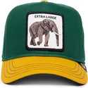 grune-und-gelbe-gebogene-snapback-kappe-elefant-extra-large-100-the-farm-all-over-canvas-von-goorin-bros