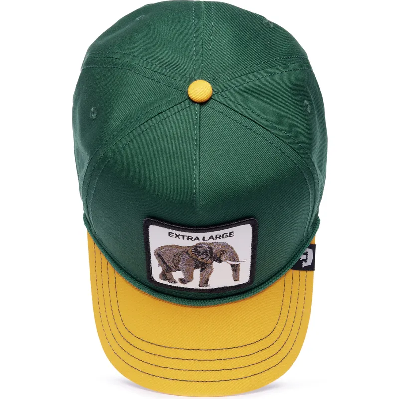 grune-und-gelbe-gebogene-snapback-kappe-elefant-extra-large-100-the-farm-all-over-canvas-von-goorin-bros grune-und-gelbe-gebogene-snapback-kappe-elefant-extra-large-100-the-farm-all-over-canvas-von-goorin-bros