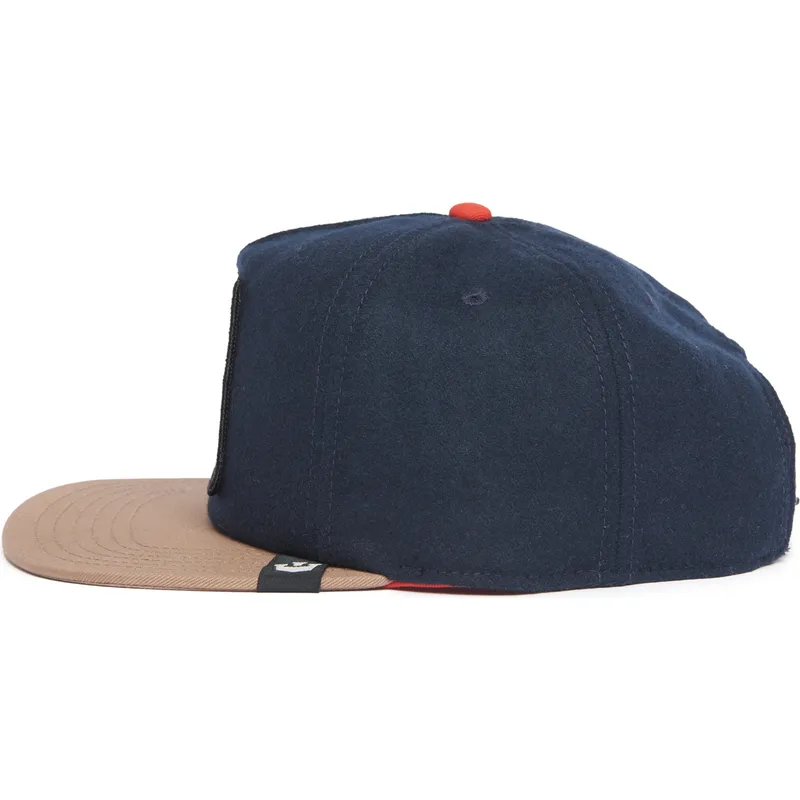 marineblaue-und-braune-flatcap-snapback-wolf-lone-wolf-one-pack-the-farm-flats-von-goorin-bros
