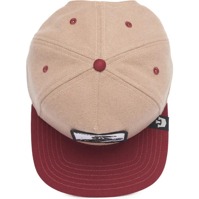 braune-und-rote-flache-snapback-kappe-pferd-stallion-free-rider-the-farm-flats-von-goorin-bros