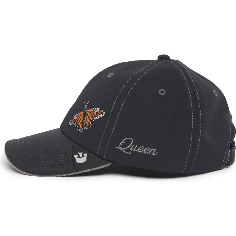 schwarze-verstellbare-curved-cap-schmetterling-long-live-the-queen-the-farm-lady-balls-von-goorin-bros