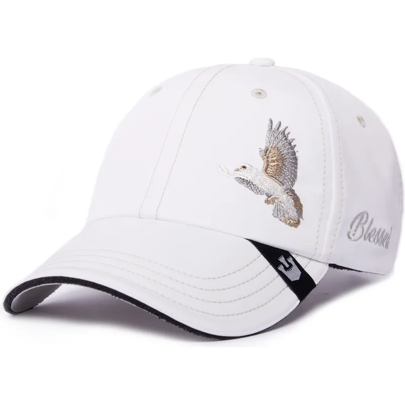 weisse-verstellbare-curved-cap-taube-2-blessed-2-b-stressed-the-farm-lady-balls-von-goorin-bros