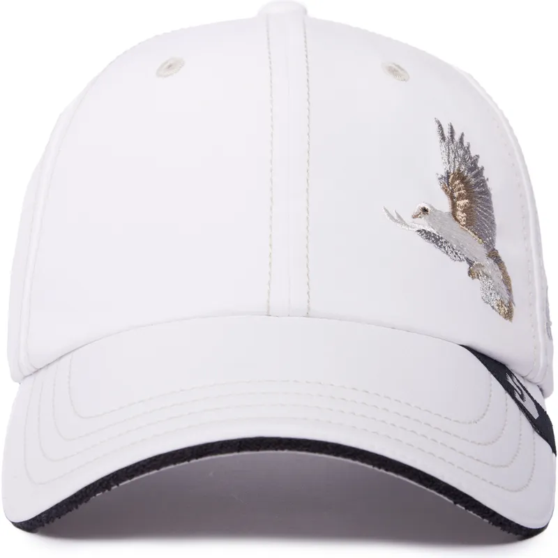 weisse-verstellbare-curved-cap-taube-2-blessed-2-b-stressed-the-farm-lady-balls-von-goorin-bros
