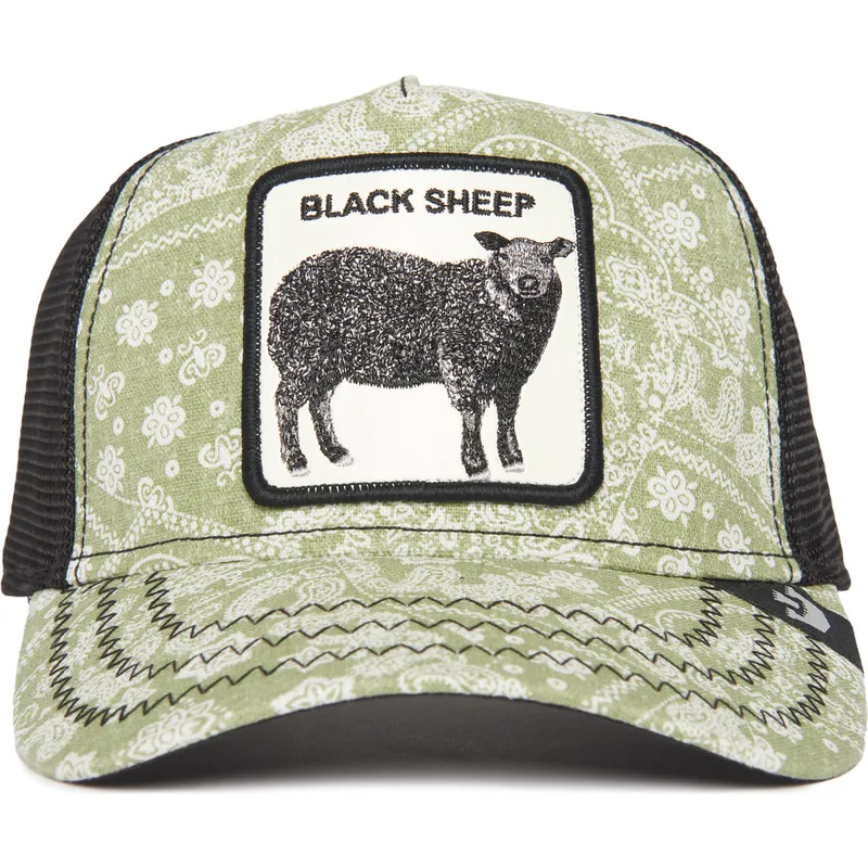trucker-cap-grun-und-schwarz-schaf-black-sheep-parade-the-farm-paisley-von-goorin-bros