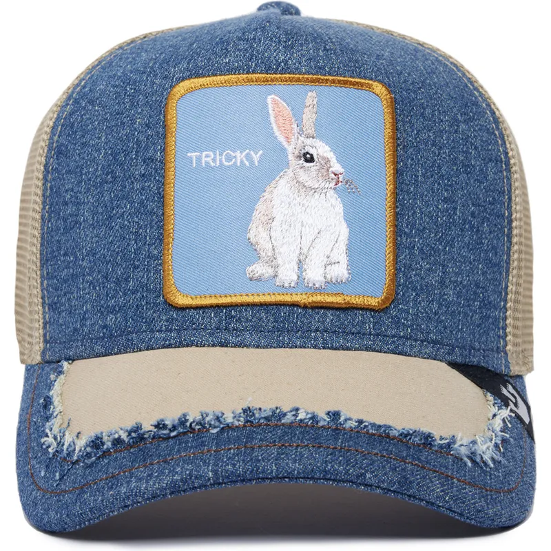 trucker-cap-blau-und-beige-kaninchen-tricky-silky-rabbit-the-farm-silky-roots-von-goorin-bros