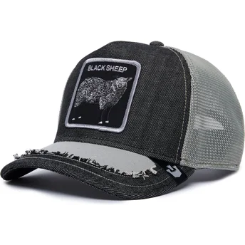 trucker-cap-schwarz-und-grau-schaf-silky-sheep-the-farm-silky-roots-von-goorin-bros