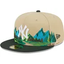 mutzen-flach-braun-angepasst-59fifty-team-landscape-der-new-york-yankees-mlb-von-new-era
