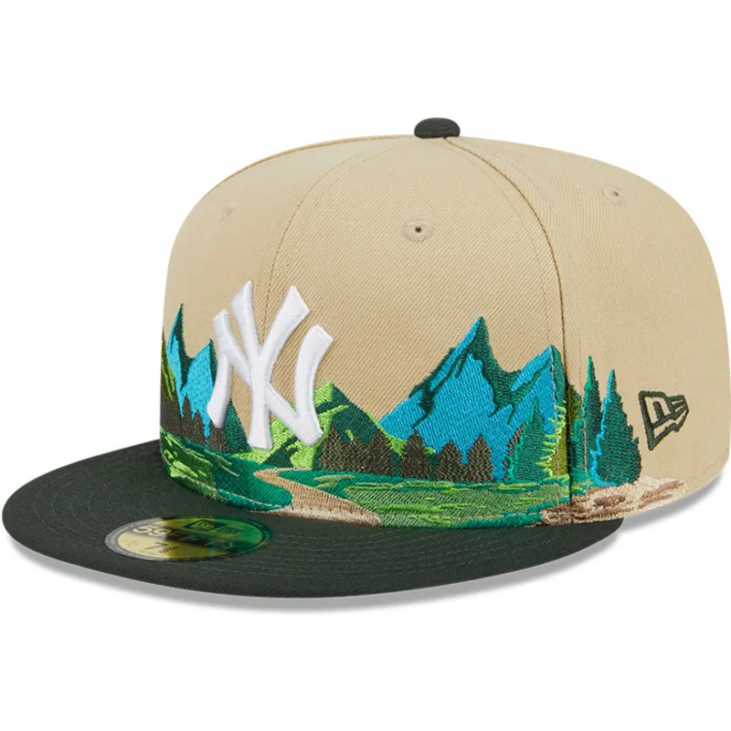 mutzen-flach-braun-angepasst-59fifty-team-landscape-der-new-york-yankees-mlb-von-new-era