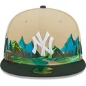 mutzen-flach-braun-angepasst-59fifty-team-landscape-der-new-york-yankees-mlb-von-new-era