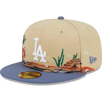 Casquette plate marron et bleue ajustée 5950 Team Landscape Los Angeles Dodgers MLB New Era