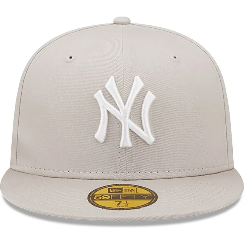 beige-angepasste-59fifty-league-essential-flat-cap-der-new-york-yankees-mlb-von-new-era