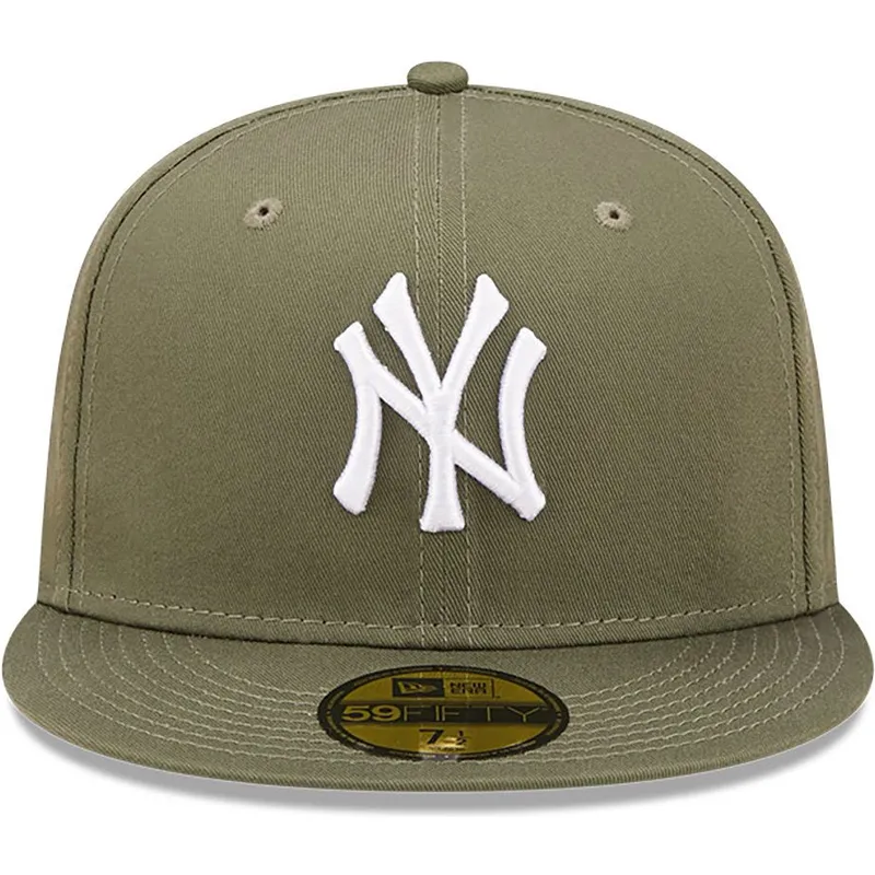 grune-angepasste-59fifty-league-essential-flat-cap-der-new-york-yankees-mlb-von-new-era