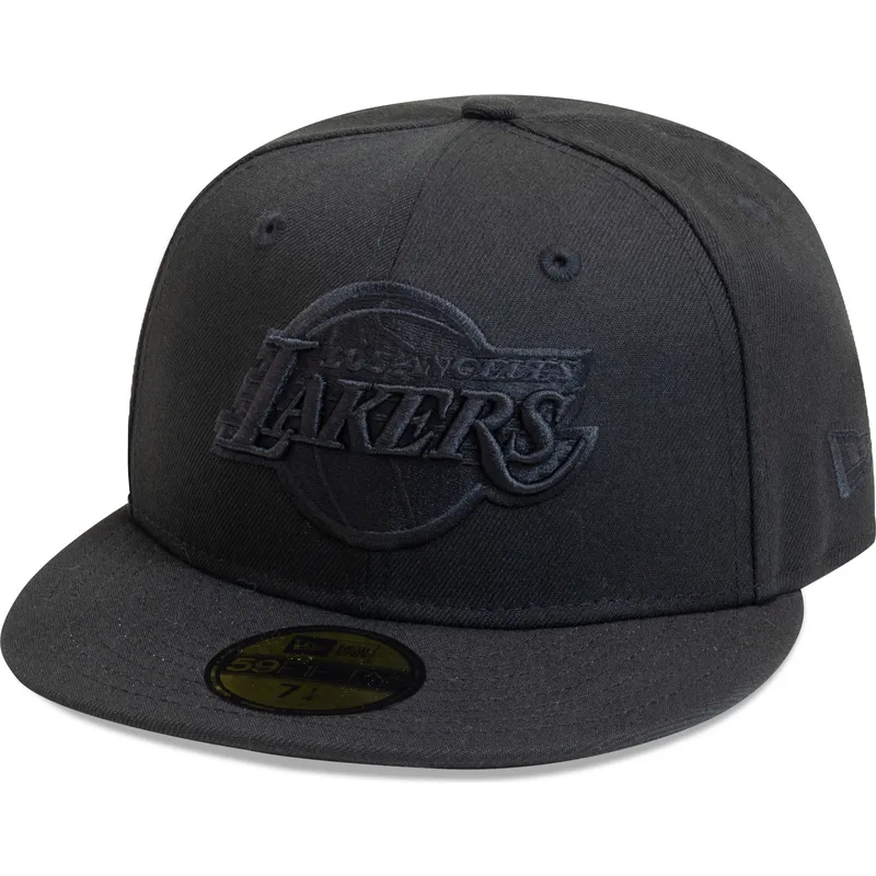 schwarze-enganliegende-flatcap-mit-schwarzem-logo-59fifty-essential-der-los-angeles-lakers-nba-von-new-era schwarze-enganliegende-flatcap-mit-schwarzem-logo-59fifty-essential-der-los-angeles-lakers-nba-von-new-era