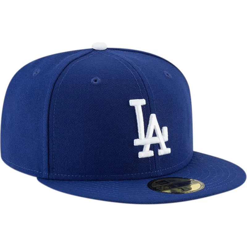 blaue-flache-angepasste-59fifty-authentic-on-field-game-kappe-der-los-angeles-dodgers-mlb-von-new-era