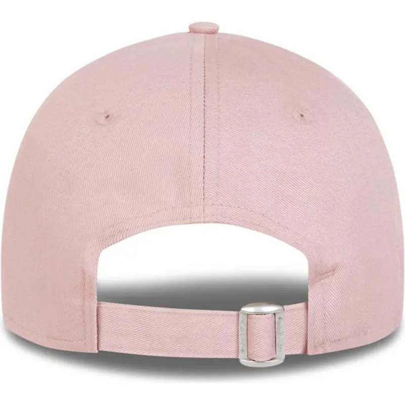 hellrosa-verstellbare-curved-cap-mit-weissem-logo-9forty-league-essential-von-new-york-yankees-mlb-von-new-era
