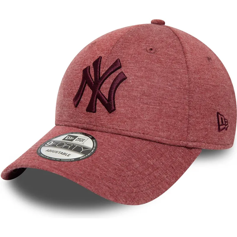mutzen-gebogen-rot-verstellbares-band-granate-granate-9forty-jersey-essential-der-new-york-yankees-mlb-von-new-era