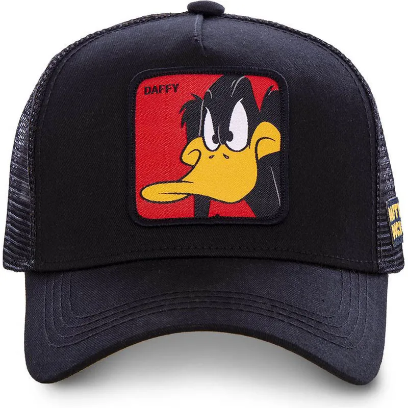 schwarze-trucker-kappe-fur-kinder-daffy-duck-kiddaf1-looney-tunes-von-capslab schwarze-trucker-kappe-fur-kinder-daffy-duck-kiddaf1-looney-tunes-von-capslab