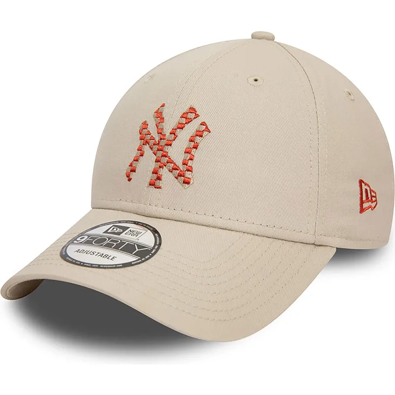 beige-verstellbare-curved-cap-9forty-seasonal-infill-der-new-york-yankees-mlb-von-new-era