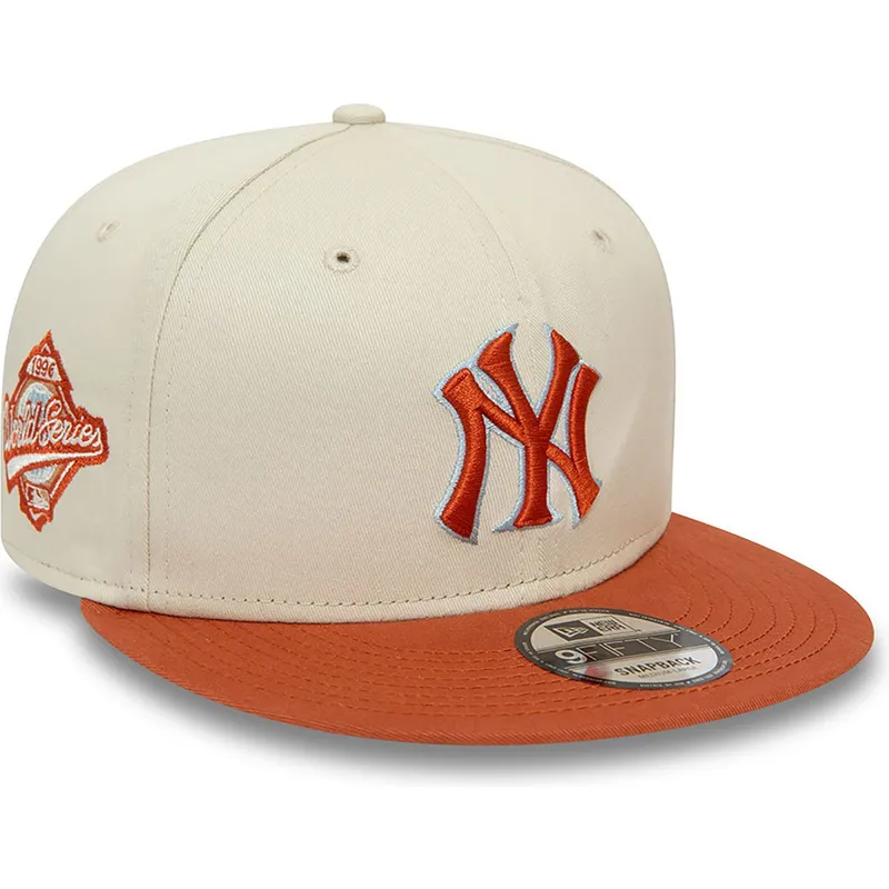 mutzen-flach-beige-snapback-marron-9fifty-patch-der-new-york-yankees-mlb-von-new-era