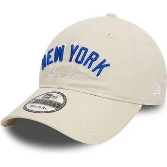 Mützen gebogen beige verstellbares band 9TWENTY Wordmark der New York Yankees MLB von New Era