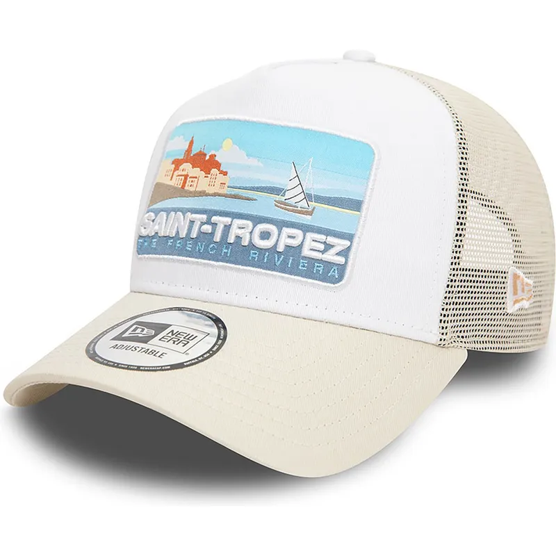 mutzen-gebogen-beige-snapback-a-frame-summer-der-saint-tropez-ciudades-y-playas-von-new-era