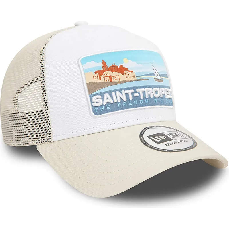 mutzen-gebogen-beige-snapback-a-frame-summer-der-saint-tropez-ciudades-y-playas-von-new-era