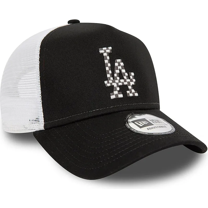 schwarze-und-weisse-trucker-kappe-a-frame-seasonal-infill-der-los-angeles-dodgers-mlb-von-new-era