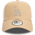 hellbraune-und-weisse-trucker-kappe-a-frame-seasonal-infill-der-los-angeles-dodgers-mlb-von-new-era