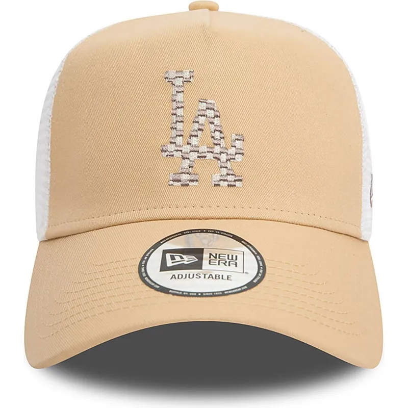 hellbraune-und-weisse-trucker-kappe-a-frame-seasonal-infill-der-los-angeles-dodgers-mlb-von-new-era hellbraune-und-weisse-trucker-kappe-a-frame-seasonal-infill-der-los-angeles-dodgers-mlb-von-new-era