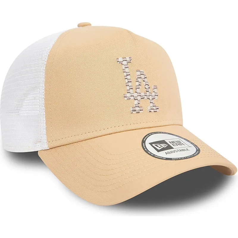hellbraune-und-weisse-trucker-kappe-a-frame-seasonal-infill-der-los-angeles-dodgers-mlb-von-new-era hellbraune-und-weisse-trucker-kappe-a-frame-seasonal-infill-der-los-angeles-dodgers-mlb-von-new-era