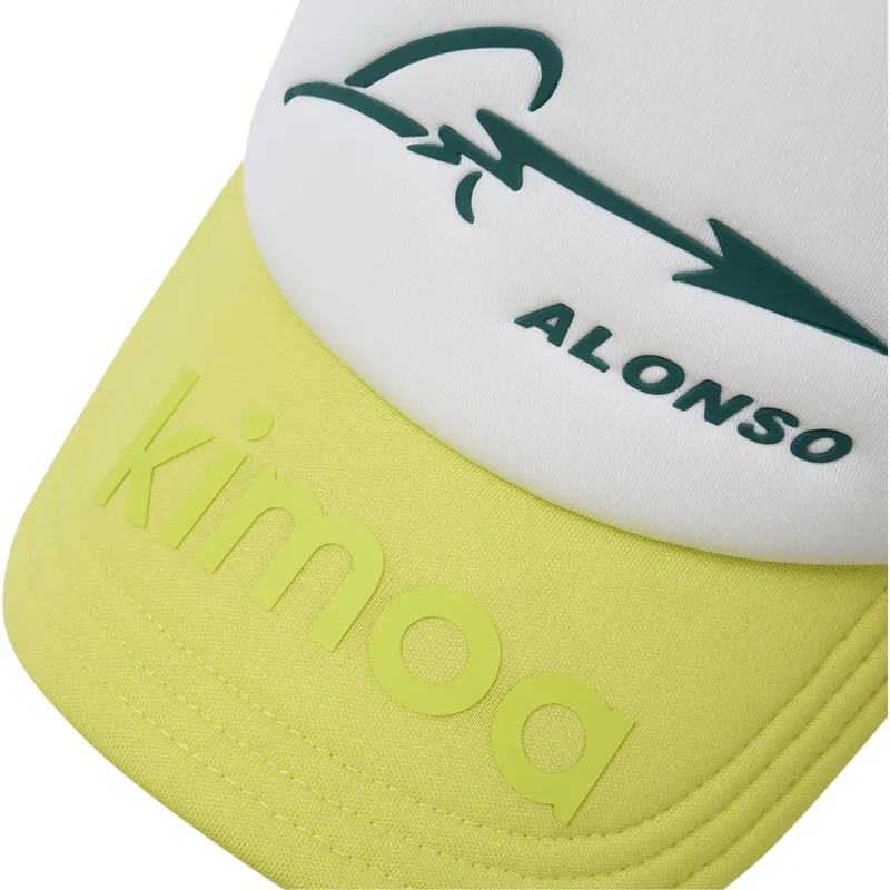 verstellbare-trucker-kappe-weiss-schwarz-und-gelb-aston-martin-f1-team-x-kimoa verstellbare-trucker-kappe-weiss-schwarz-und-gelb-aston-martin-f1-team-x-kimoa