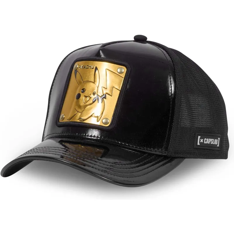 mutzen-gebogen-schwarz-snapback-pikachu-pokemon-von-capslab mutzen-gebogen-schwarz-snapback-pikachu-pokemon-von-capslab