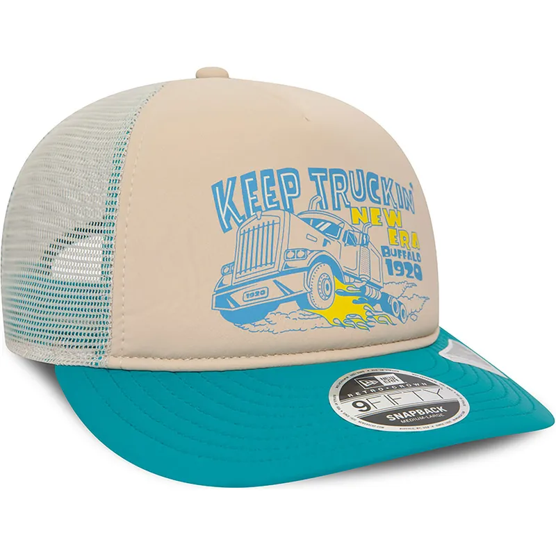 beige-und-blaue-trucker-kappe-american-keep-truckin-9fifty-retro-crown-a-frame-von-new-era