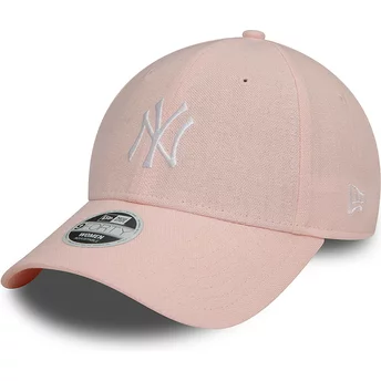 Casquette courbée rose ajustable pour femme 9FORTY Linen New York Yankees MLB New Era