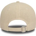 beige-gebogene-verstellbare-damenkappe-9forty-linen-der-new-york-yankees-mlb-von-new-era