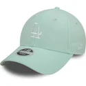 grune-gebogene-verstellbare-damenkappe-9forty-linen-der-los-angeles-dodgers-mlb-von-new-era