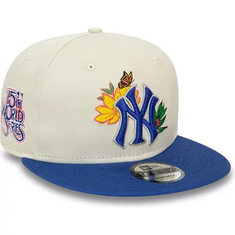 Casquette plate blanche et bleue snapback 9FIFTY Floral New York Yankees MLB New Era