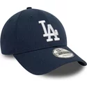 casquette-courbee-bleue-marine-ajustable-9forty-linen-los-angeles-dodgers-mlb-new-era