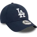 marineblaue-verstellbare-curved-cap-9forty-linen-der-los-angeles-dodgers-mlb-von-new-era