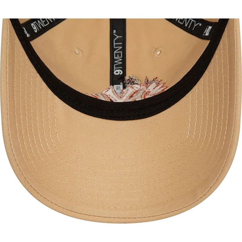mutzen-gebogen-braun-verstellbares-band-9twenty-floral-der-new-york-yankees-mlb-von-new-era