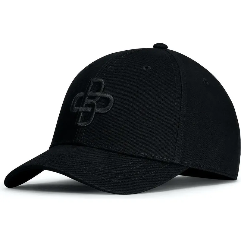 schwarze-verstellbare-curved-cap-mit-schwarzem-logo-baseball-peach-von-oblack