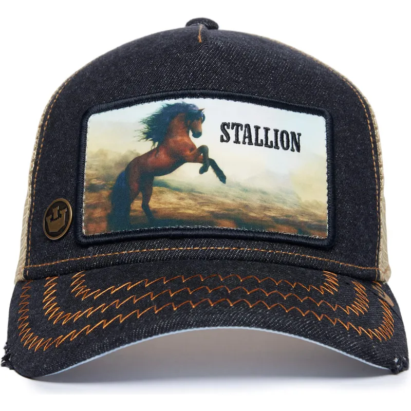trucker-cap-schwarz-und-beige-pferd-stallion-model-no-5741110n-rodeo-the-farm-von-goorin-bros
